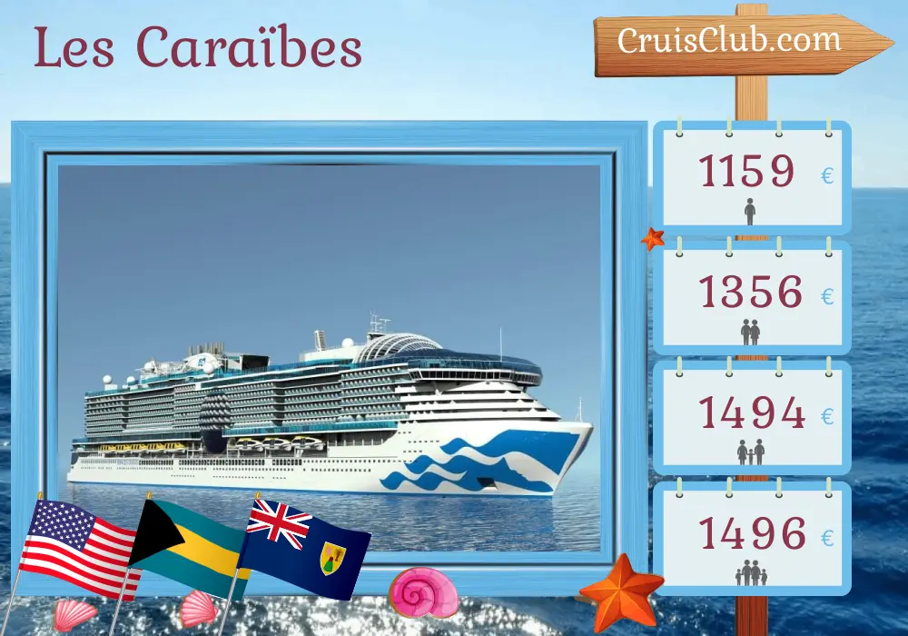 Croisière dans les Caraïbes depuis Fort Lauderdale à bord du navire Sun Princess avec des visites aux États-Unis, aux Bahamas, en République dominicaine et à Porto Rico pendant 8 jours