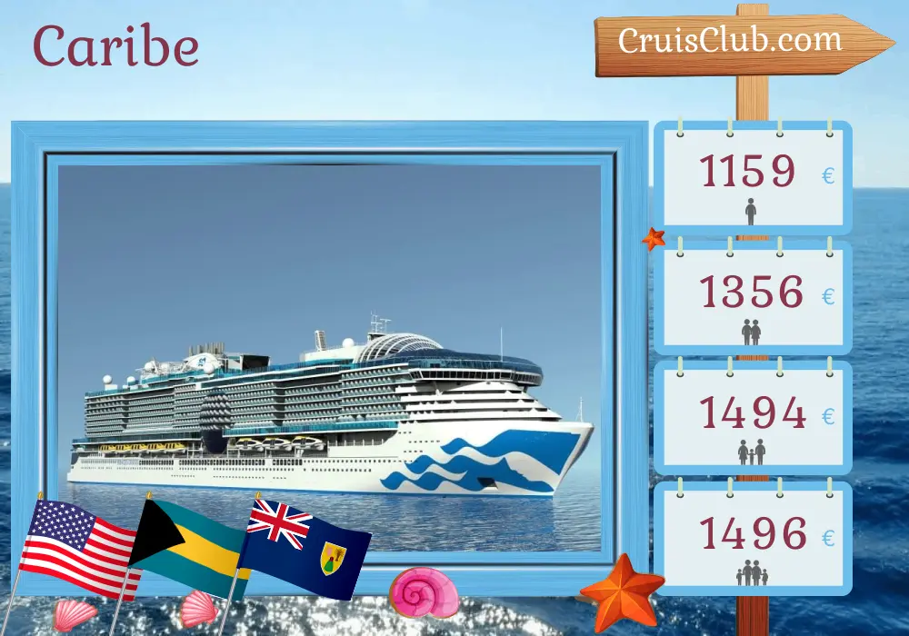 Crucero en el Caribe desde Fort Lauderdale a bordo del barco Sun Princess con visitas a Estados Unidos, Bahamas, República Dominicana y Puerto Rico por 8 días